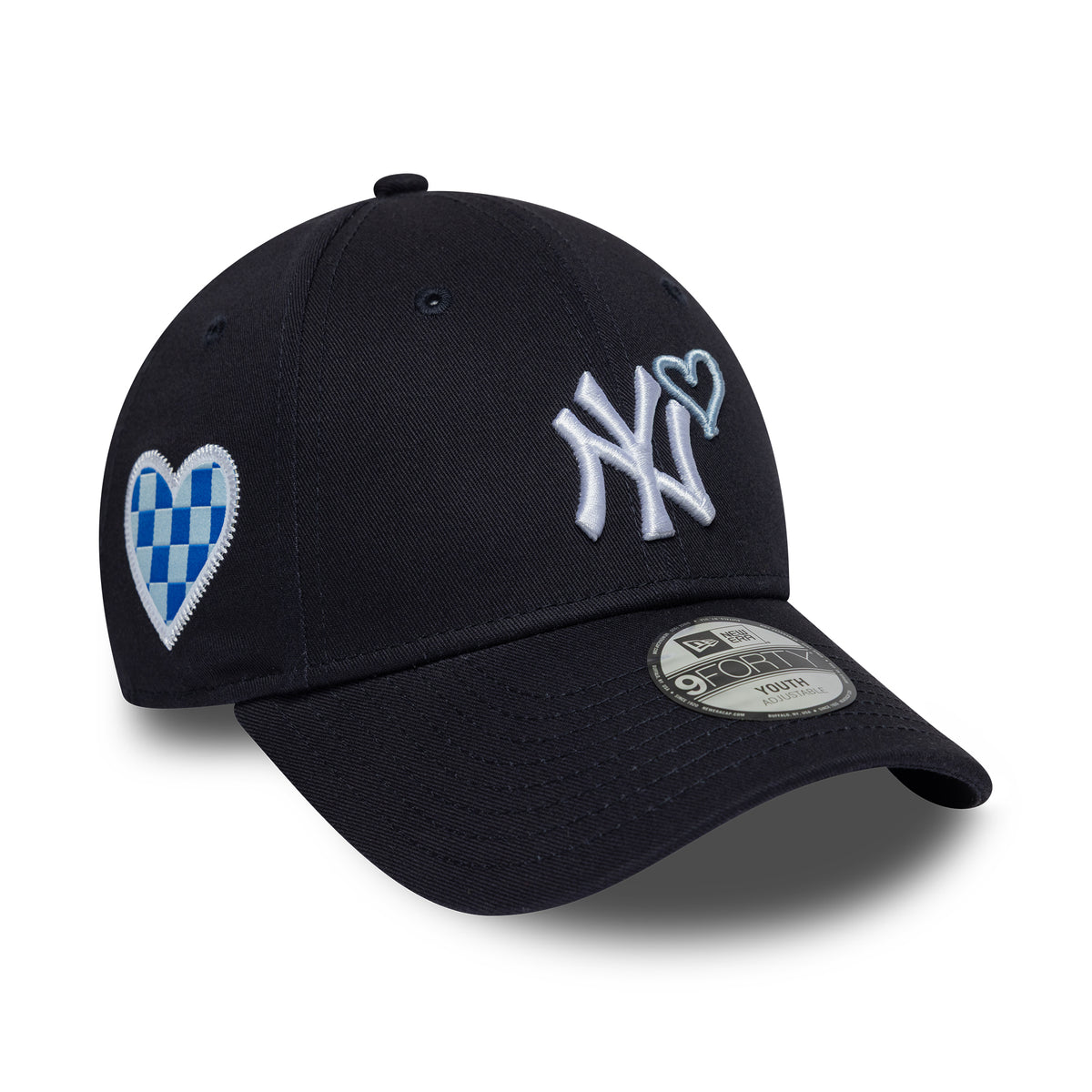 New Era Kinder 9FORTY New York Yankees Baseball Cap - MLB Heart Icon - Marineblau-Weiß