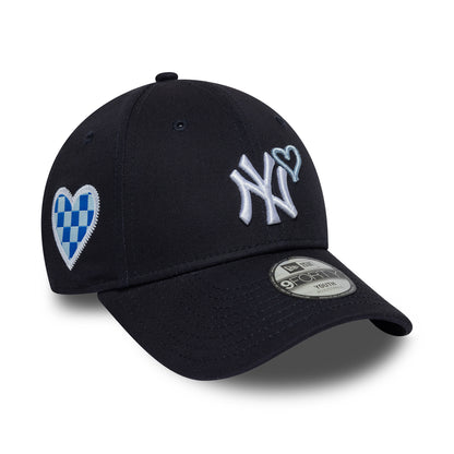 New Era Kinder 9FORTY New York Yankees Baseball Cap - MLB Heart Icon - Marineblau-Weiß
