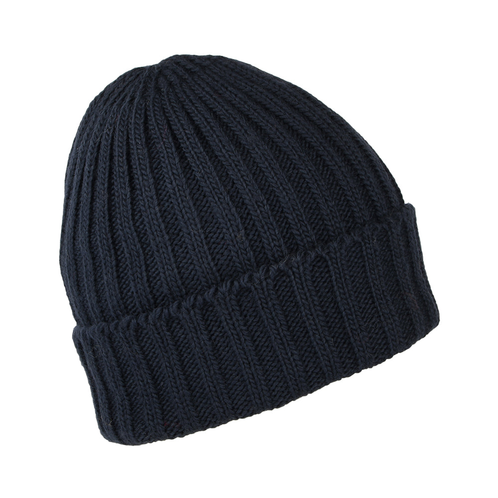Kusan Turn Up Beanie Mütze Gerippt - Marineblau