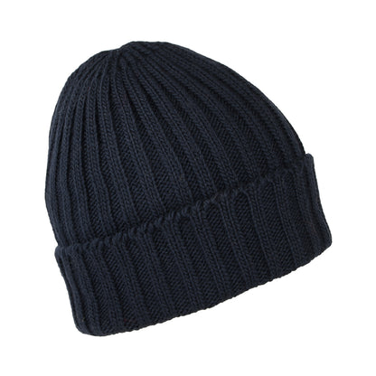 Kusan Turn Up Beanie Mütze Gerippt - Marineblau
