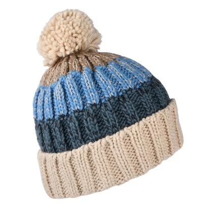 Barts Wilhelm Bommelmütze - Weizen-Blau