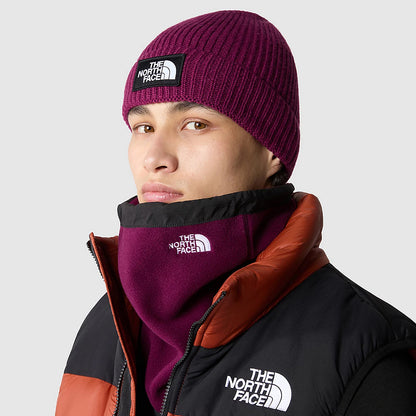 The North Face TNF Logo Box Cuffed Fisherman Beanie Mütze - Beerenfarben