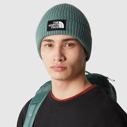 The North Face TNF Logo Box Cuffed Fisherman Beanie Mütze - Helles Salbeigrün