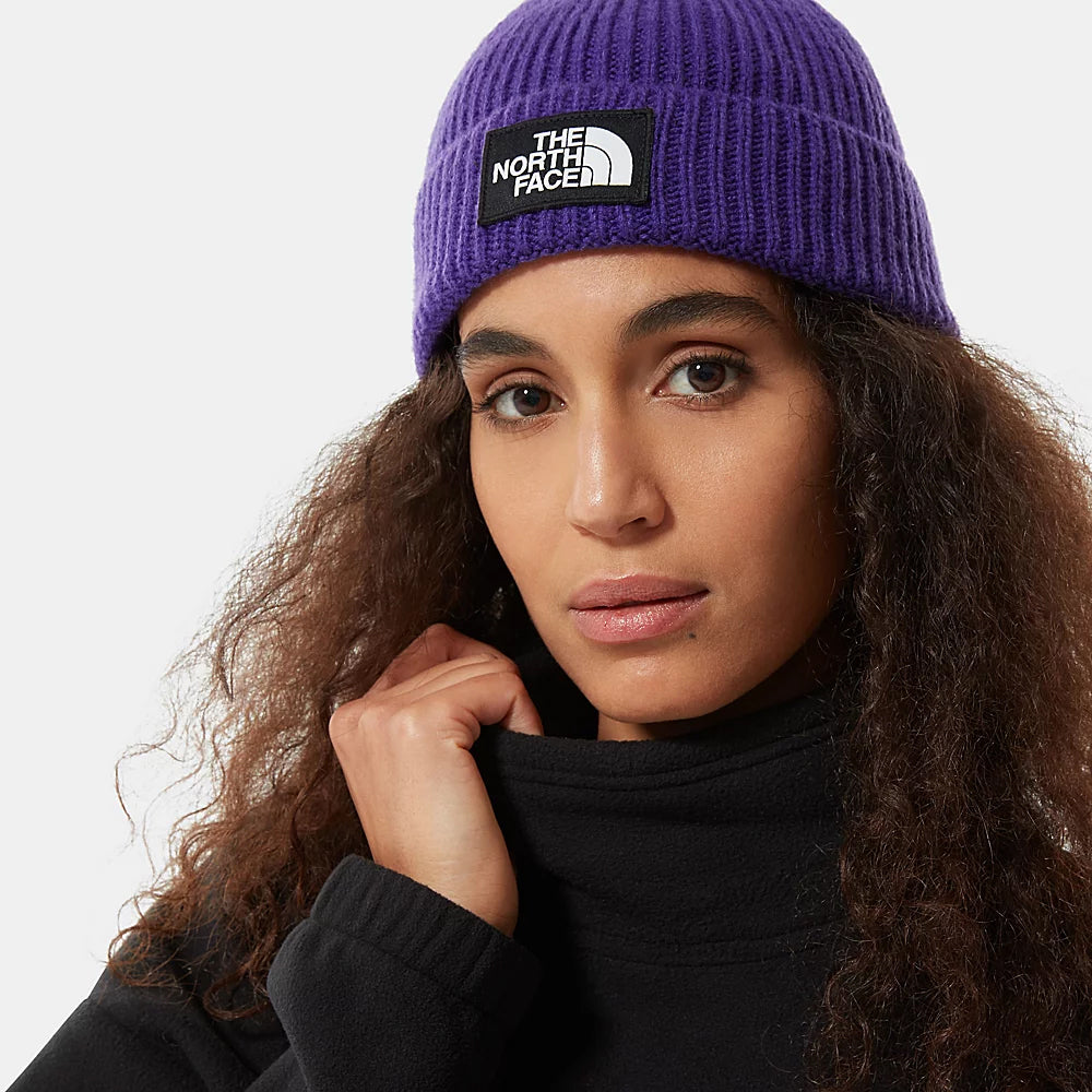 The North Face TNF Logo Box Cuffed Fisherman Beanie Mütze - Lila