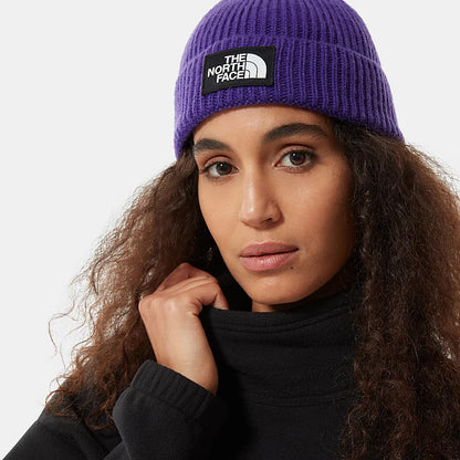 The North Face TNF Logo Box Cuffed Fisherman Beanie Mütze - Lila