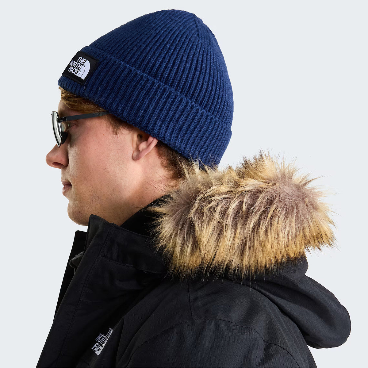 The North Face TNF Logo Box Recycled Beanie Mütze - Marineblau