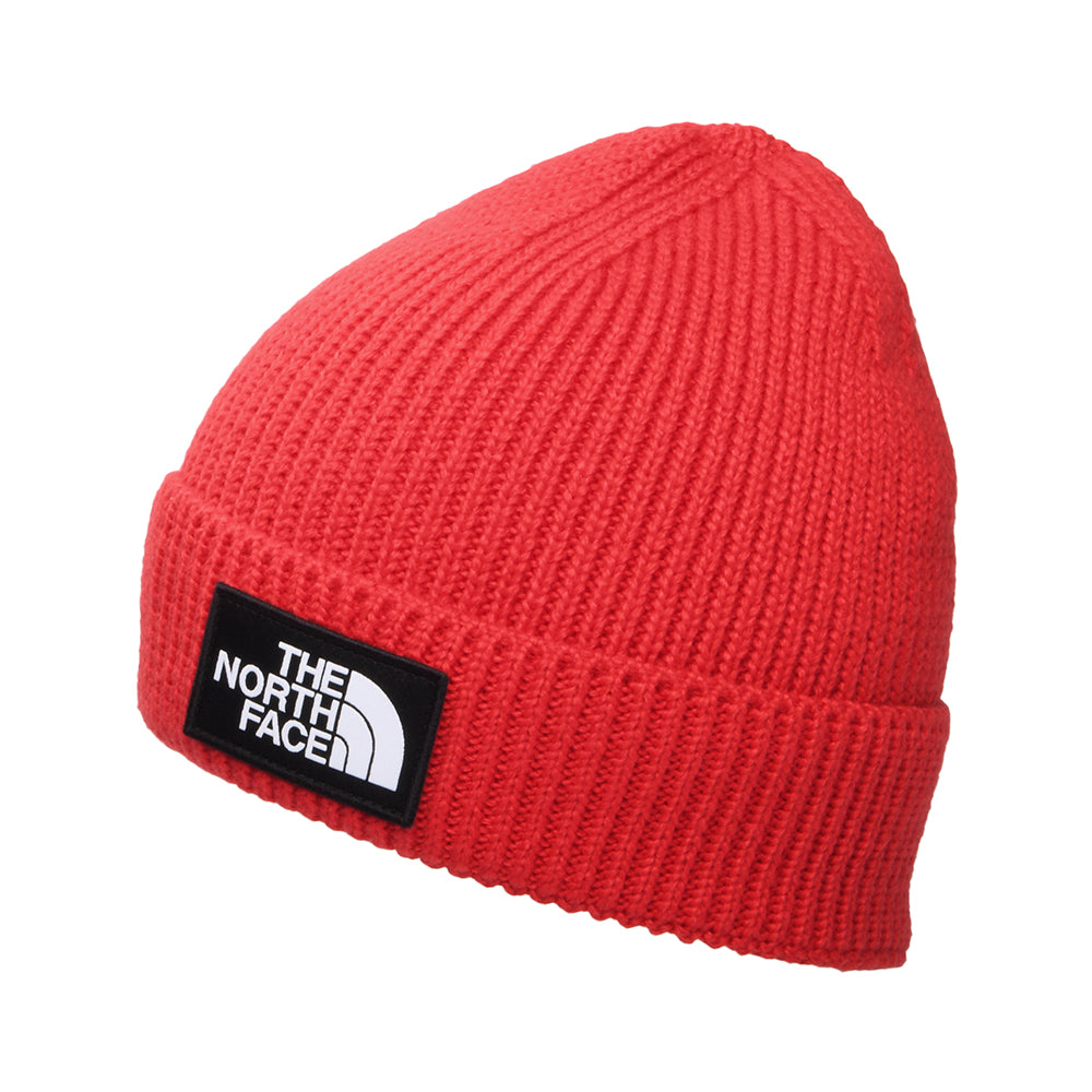 The North Face TNF Logo Box Recycled Beanie Mütze - Rot