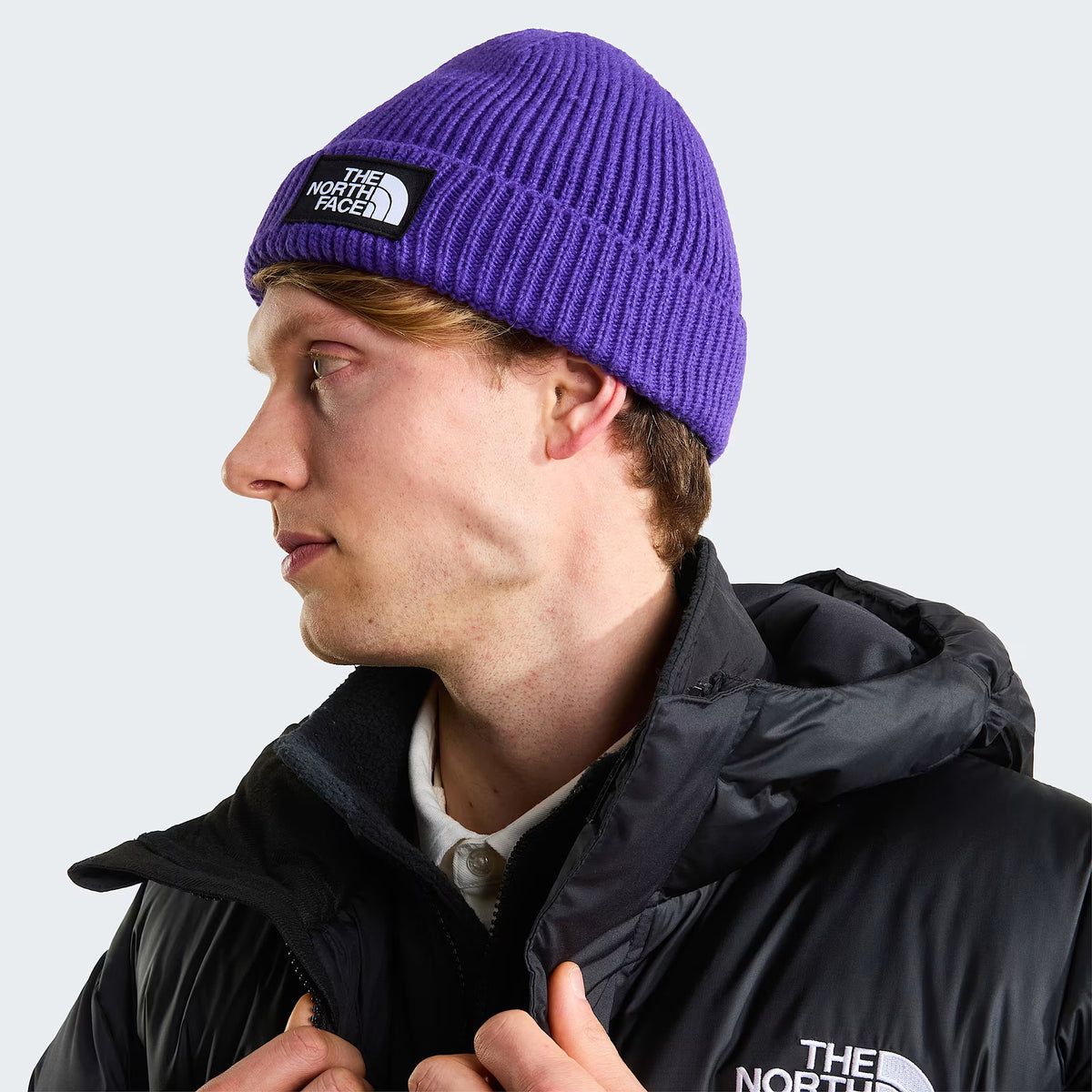 The North Face TNF Logo Box Recycled Beanie Mütze - Lila