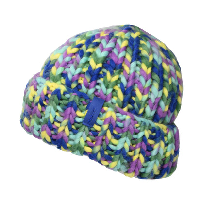 Barts Miterra Recycelter Beanie Mütze Space-Dyed - Veilchenblau-Limettengrün