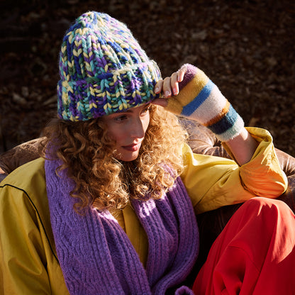 Barts Miterra Recycelter Beanie Mütze Space-Dyed - Veilchenblau-Limettengrün