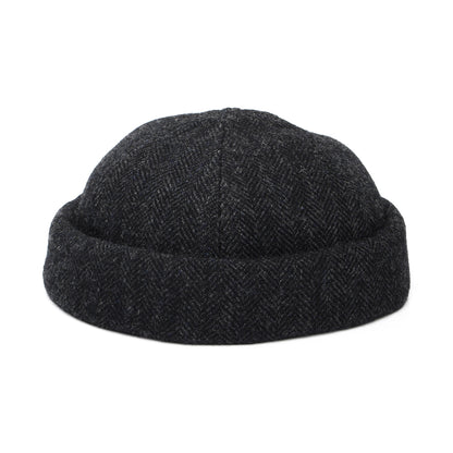 Stetson Docker Beanie Mütze mit Fischgrätmuster aus Wolle - Dunkelgrau