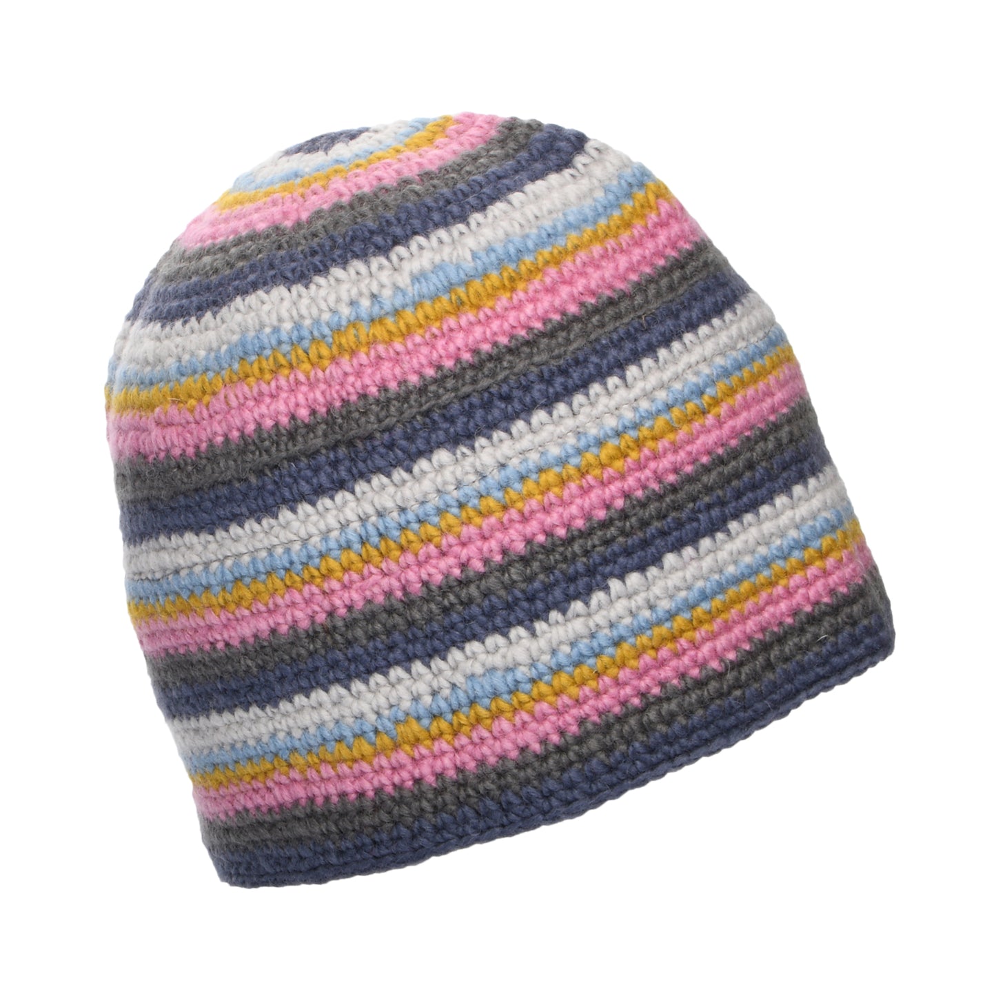 Kusan Gehäckelte Blume Beanie Mütze - Grau-Pink