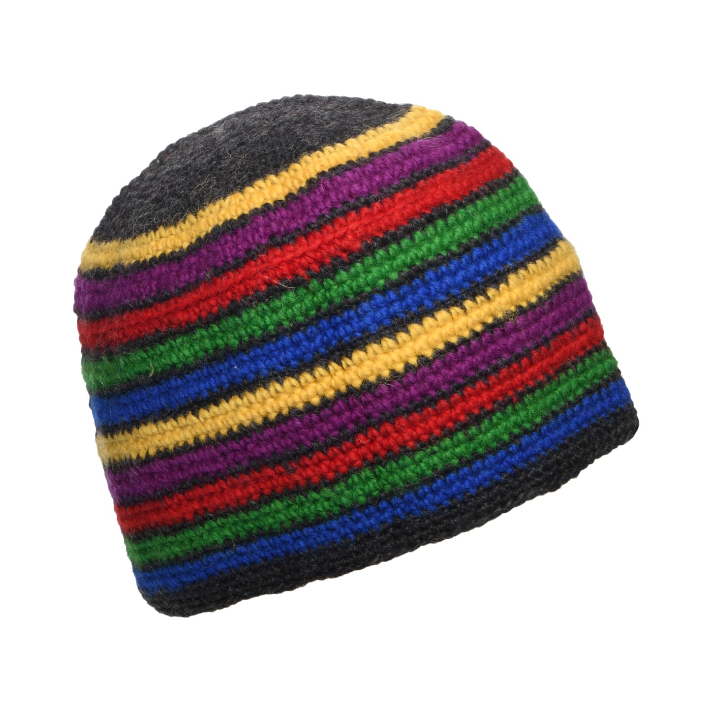 Kusan Gehäckelte Blume Beanie Mütze - Anthrazit-Rot