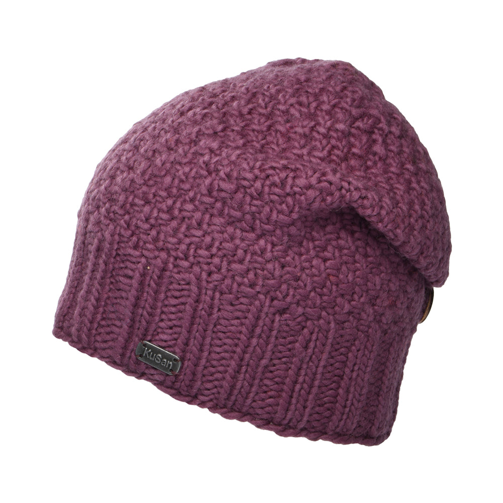 Kusan Button Down Beanie Mütze - Mauve