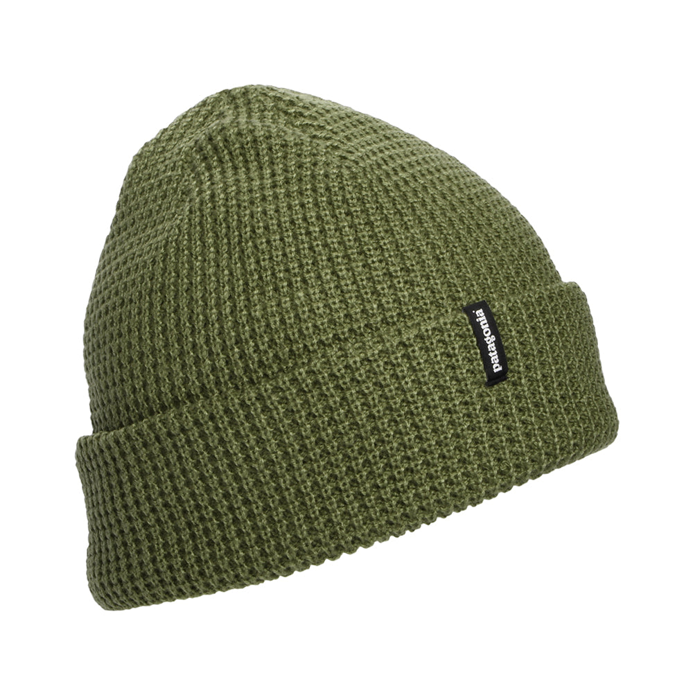Patagonia Snowdrifter Beanie Mütze und Waffelstrickmuster - Olivgrün