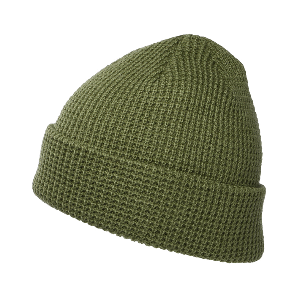 Patagonia Snowdrifter Beanie Mütze und Waffelstrickmuster - Olivgrün