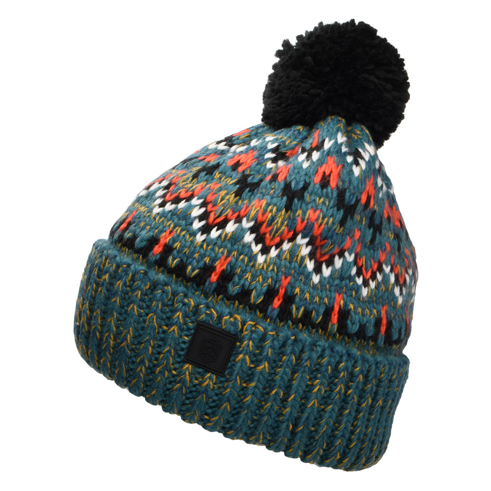 Failsworth Arctic Bommelmütze Fair Isle - Petrol-Multi
