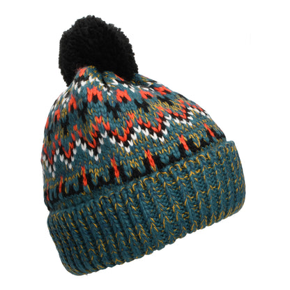 Failsworth Arctic Bommelmütze Fair Isle - Petrol-Multi