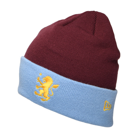 New Era Aston Villa FC Beanie Mütze - Team Cuff Knit - Rotweinfarben-Himmelblau