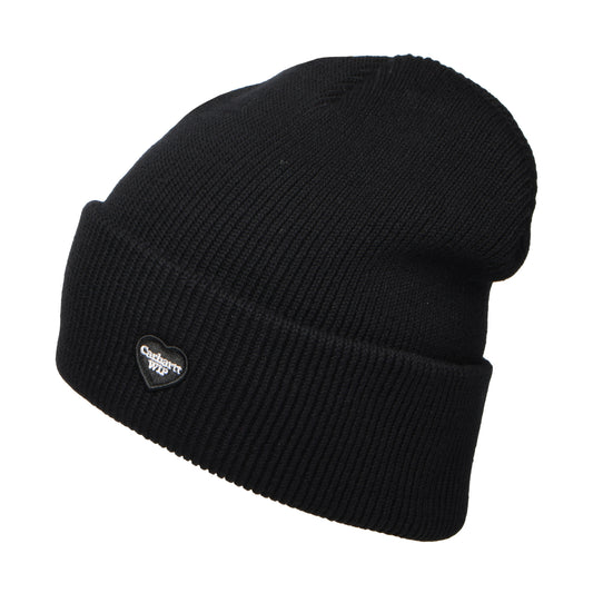 Carhartt WIP Small Heart Beanie Mütze aus organischer Baumwolle - Schwarz