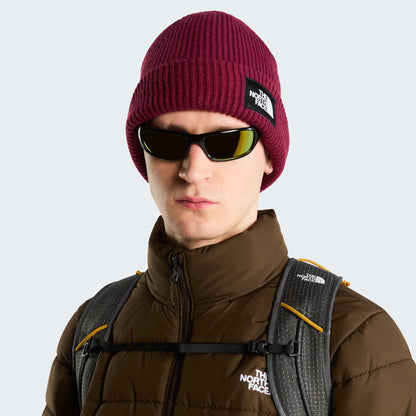 The North Face Salty gefütterte Recycelter Beanie Mütze - Burgunderrot