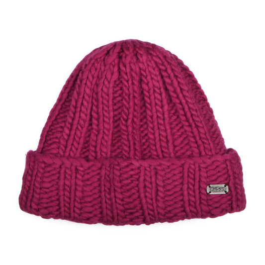 Kusan Turn Up Beanie Mütze Thick Rib - Magenta