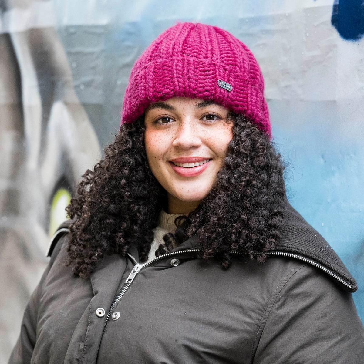 Kusan Turn Up Beanie Mütze Thick Rib - Magenta