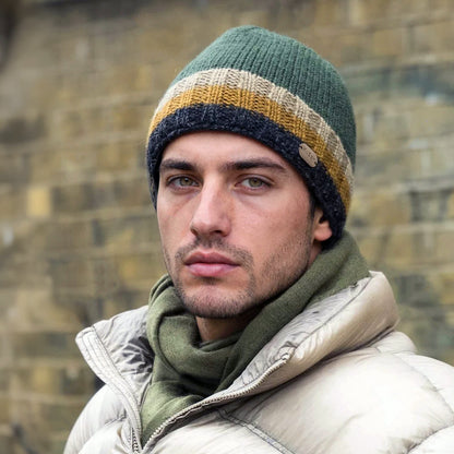 Kusan Hi Rib Beanie Mütze - Grün-Kamel