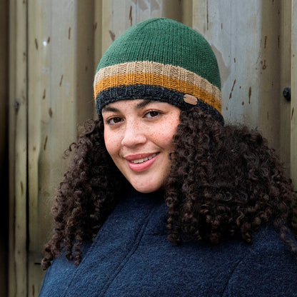 Kusan Hi Rib Beanie Mütze - Grün-Kamel