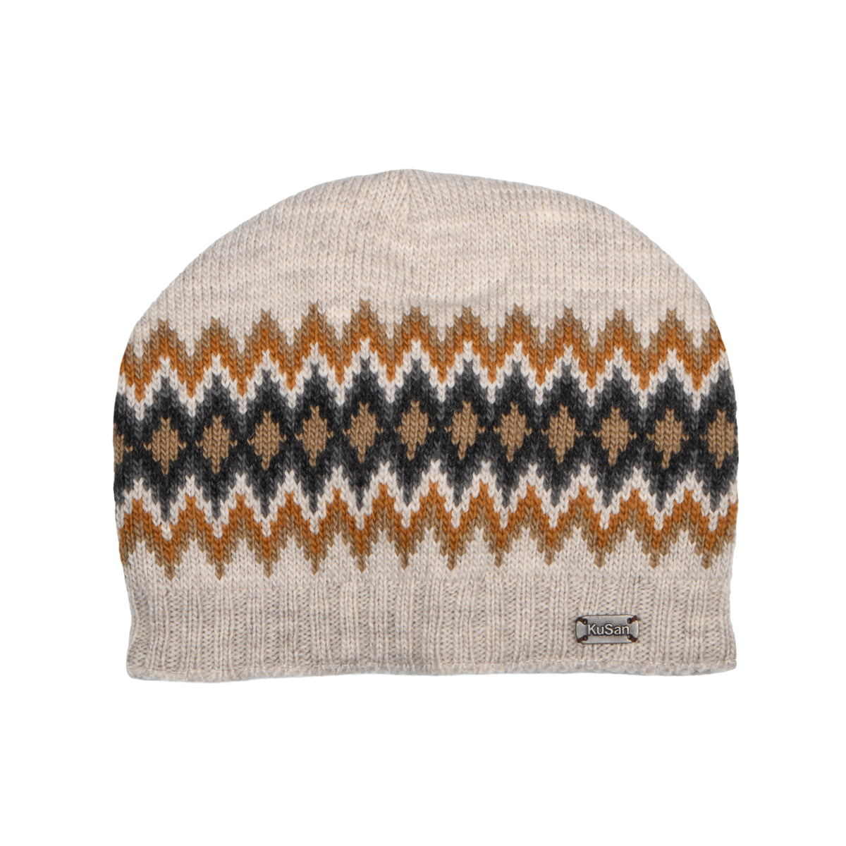 Kusan Button Down Beanie Mütze Diamond - Hellbeige-Multi