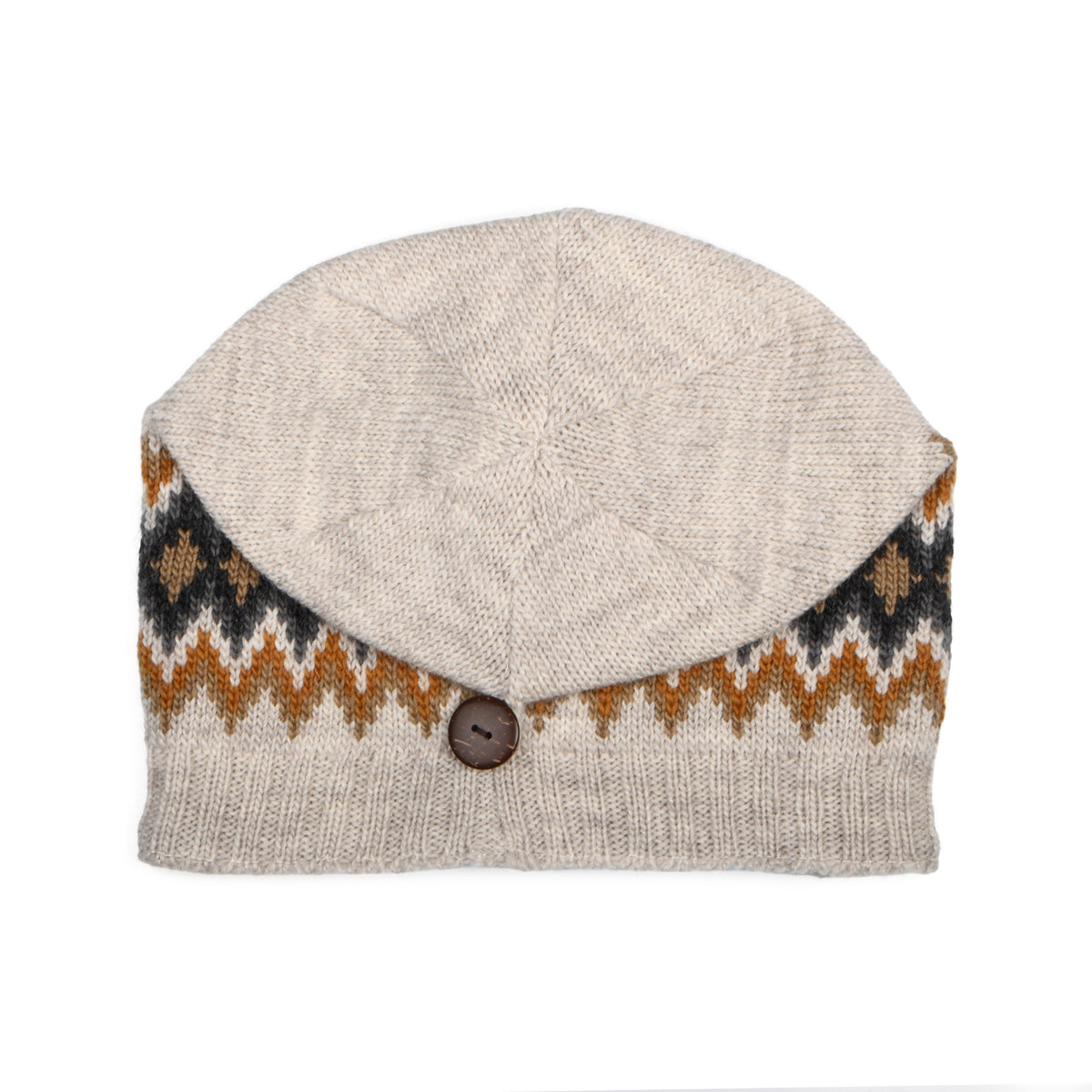 Kusan Button Down Beanie Mütze Diamond - Hellbeige-Multi