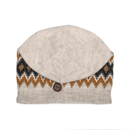 Kusan Button Down Beanie Mütze Diamond - Hellbeige-Multi
