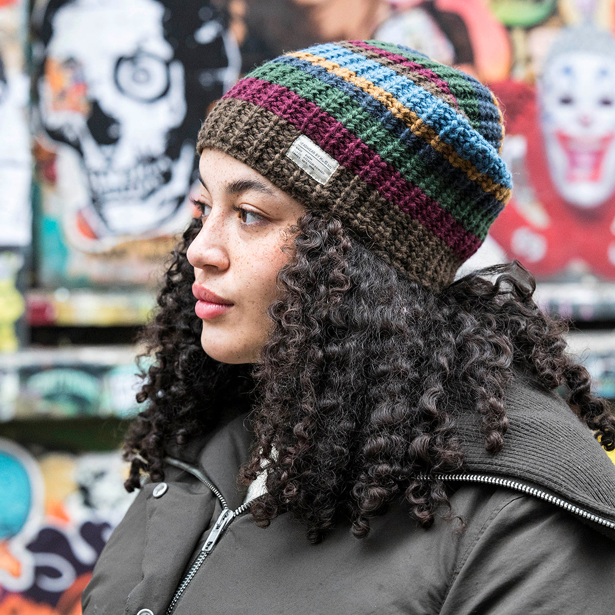 Kusan Cardi Beanie Mütze Floppy - Braun-Grün