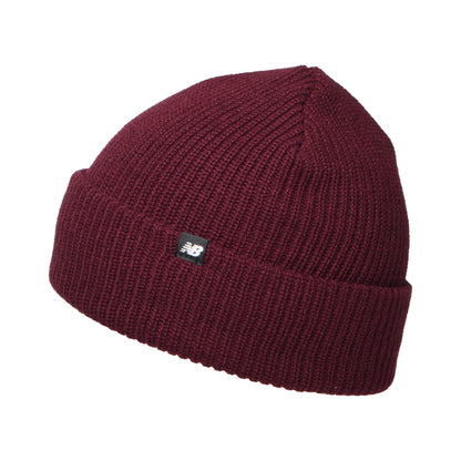 New Balance Fisherman Beanie Mütze im Rippenstrick - Weinrot