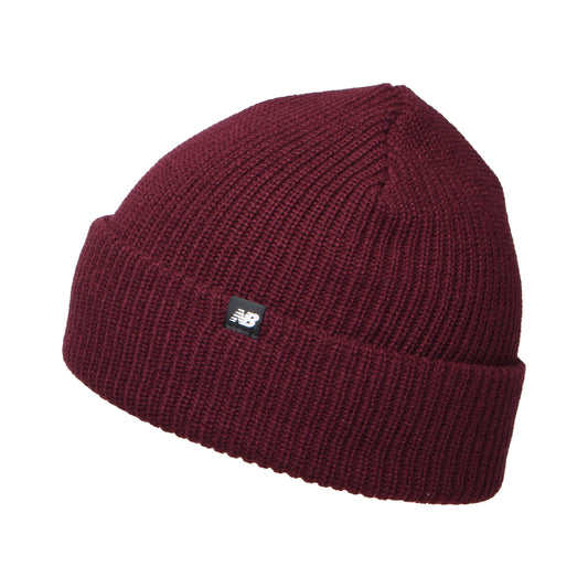 New Balance Fisherman Beanie Mütze im Rippenstrick - Weinrot