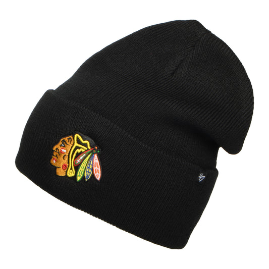 47 Brand Chicago Blackhawks Beanie Mütze - NHL Haymaker Cuff Knit - Schwarz