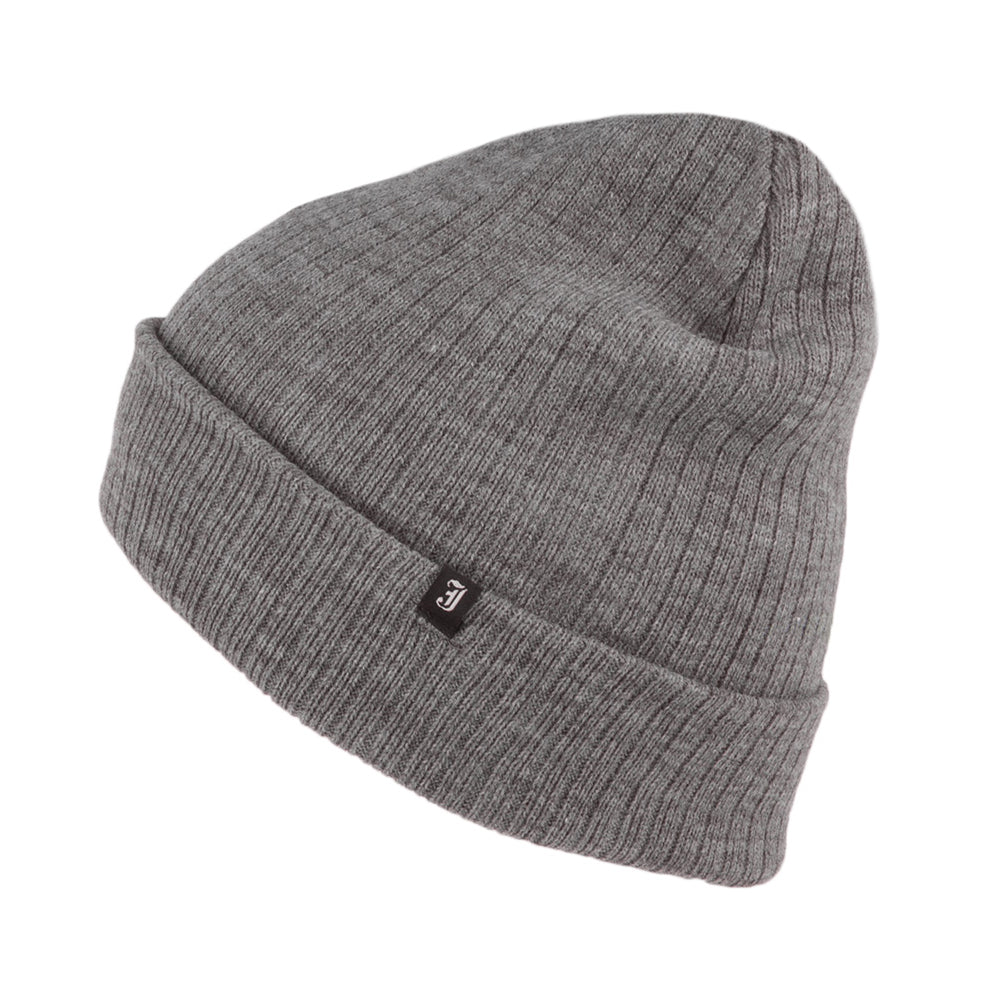 Jaxon & James Oversized Beanie in Rippstrick Grau Großhandel