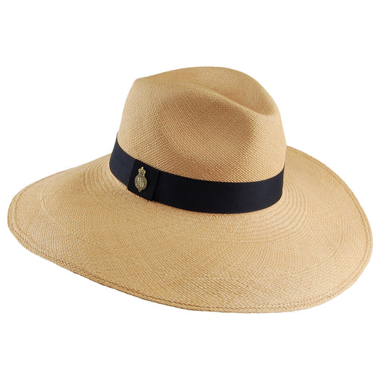 Christys Classic Jessica Panama Hut mit erweiterter Krempe und Marineblauem Hutband - Natur