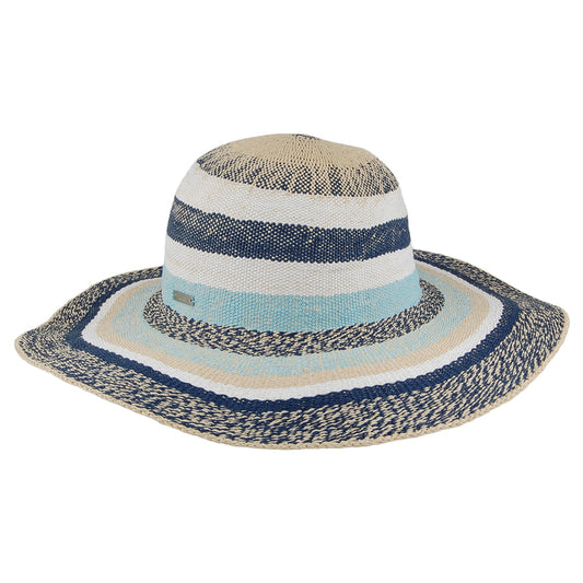 Seeberger Wide Brim Sonnenhut gestreift - Natur-Blau