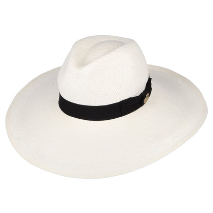 Christys Jessica mit erweiterter Krempe Panama Hut mit schwarzem Hutband - Perlweiß