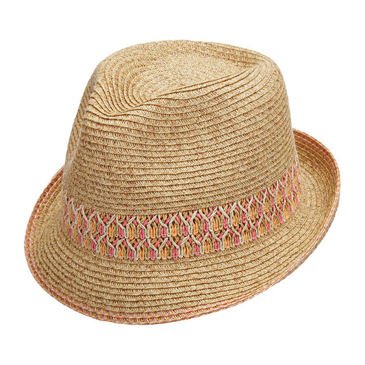 Scala Paper Braid Trilby Hut - Natur-Pink