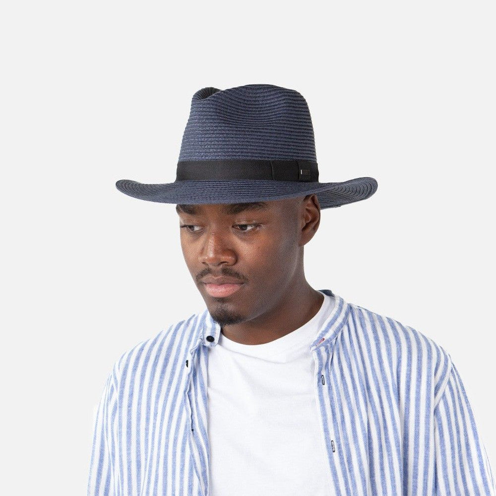 Barts Aveloz Fedora Hut aus Stroh - Marineblau