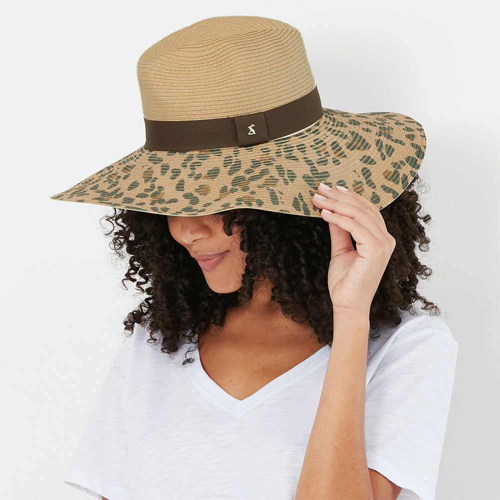 Joules Sia mit erweiterter Krempe Fedora Sonnenhut - Natur-Braun