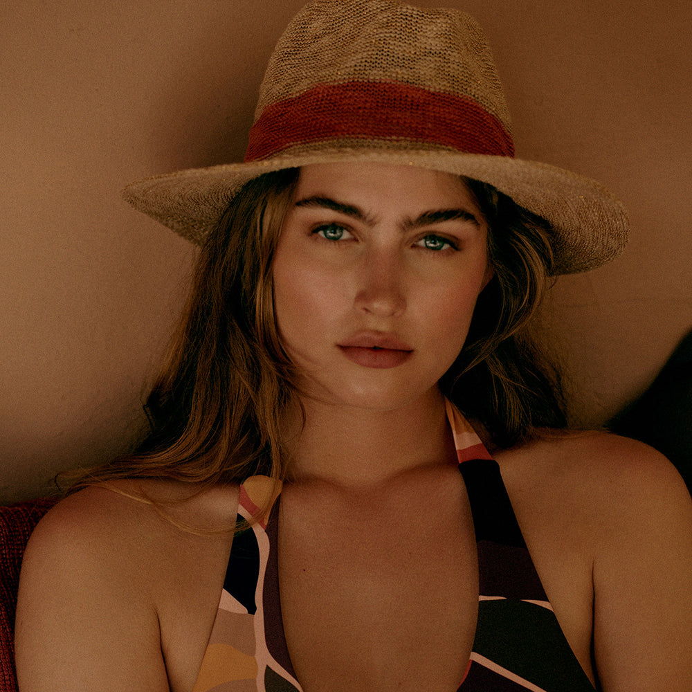 Barts Ponui Fedora Hut - Hellbraun-Fuchsrot