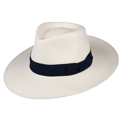 Failsworth Chatsworth Panama Fedora Hut - Perlweiß-Marineblau
