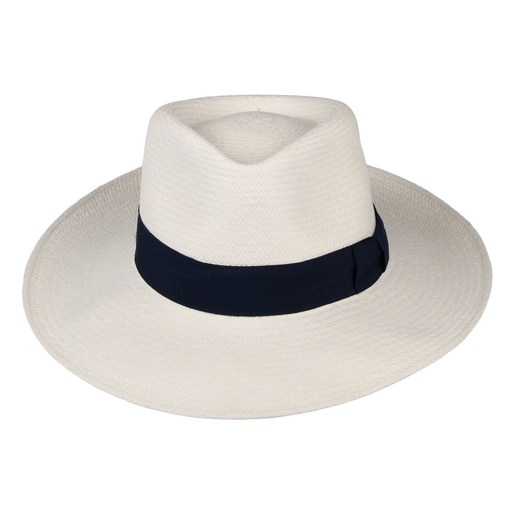 Failsworth Chatsworth Panama Fedora Hut - Perlweiß-Marineblau