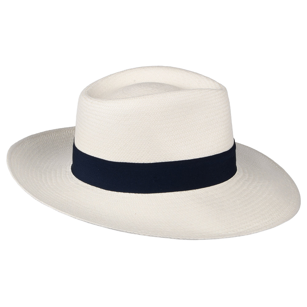 Failsworth Chatsworth Panama Fedora Hut - Perlweiß-Marineblau