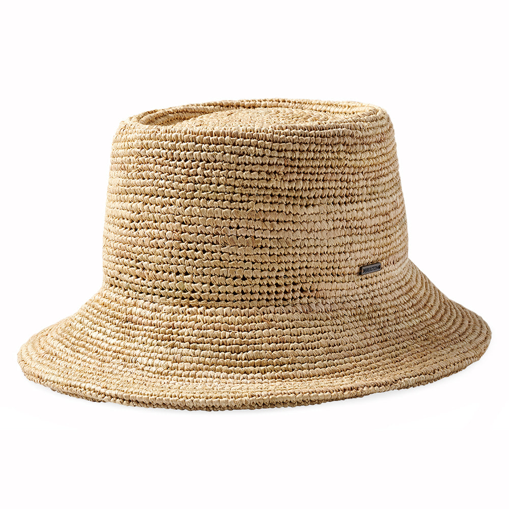 Brixton Ellee Knautschbarer Fischerhut Gehäkelt aus Raffia Stroh - Hellbraun