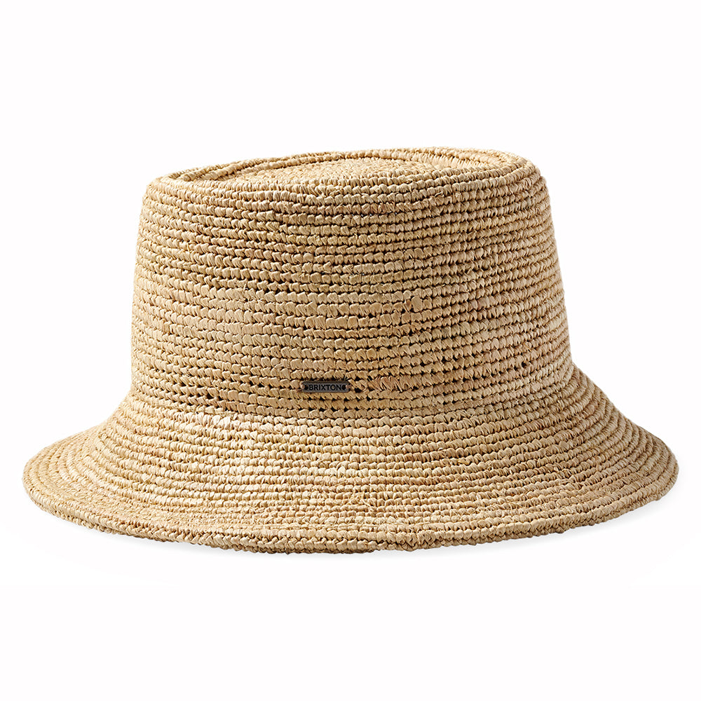 Brixton Ellee Knautschbarer Fischerhut Gehäkelt aus Raffia Stroh - Hellbraun