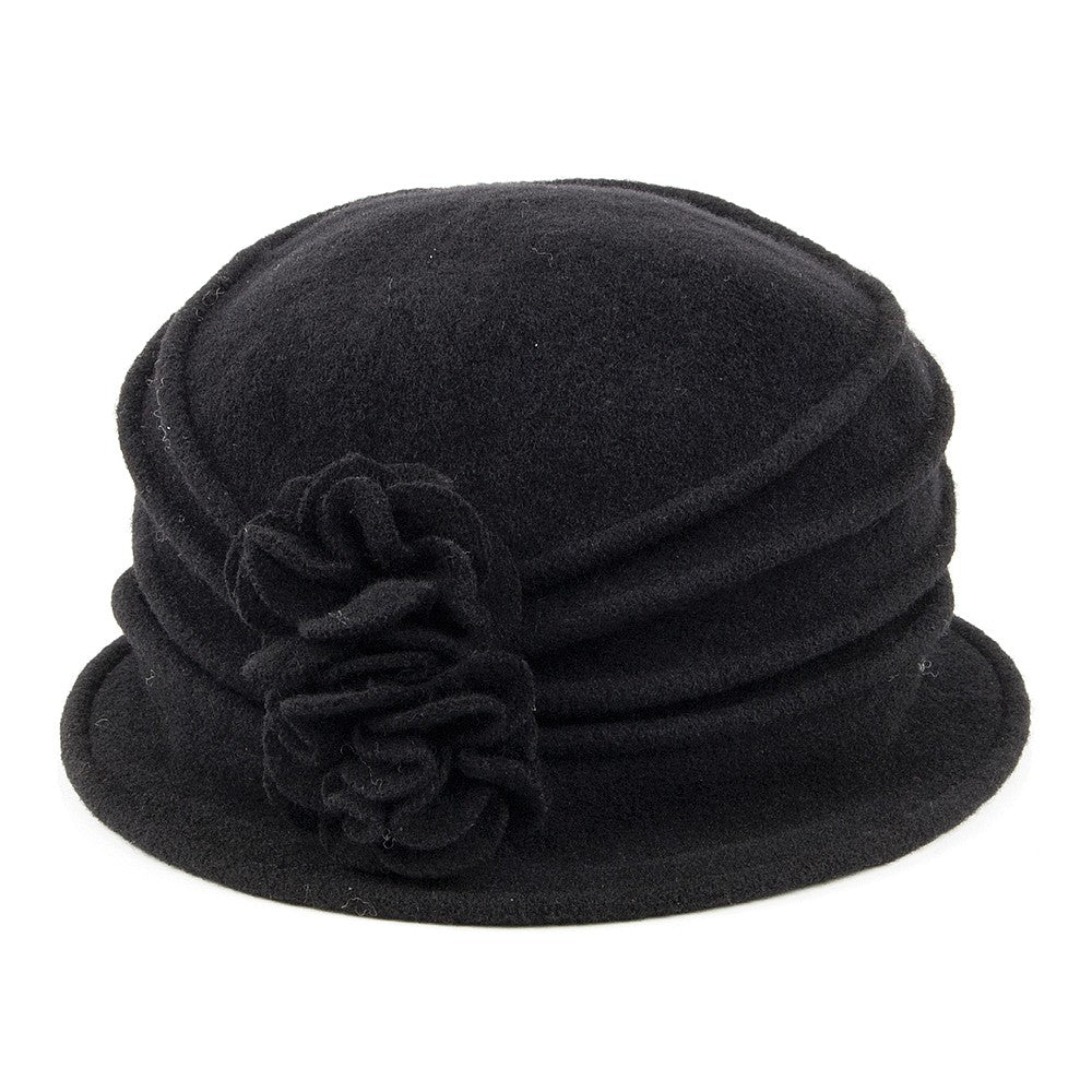 Scala Grace Glockenhut aus Wolle mit Blume - Schwarz